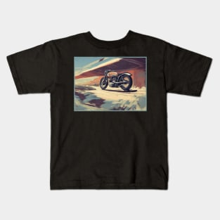 Vintage Cafe racer 50s vibe motorcycle Kids T-Shirt